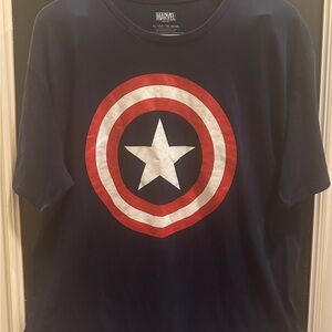 Men’s Marvel Navy Blue Captain America TShirt Size XL (Worn Once for Party)